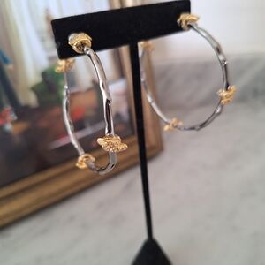Alexis Bittar Silver And Gold 2.5" Hoop Earrings.  Nwot. Perfection.